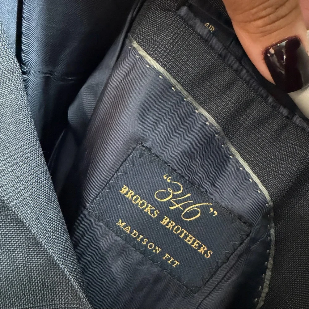 Brooks Brothers Men’s 346‎ Madison Fit Wool Blazer Navy Plaid 41R Workwear